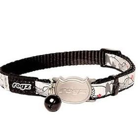 Rogz Catz Reflectocat Halsband Kedi Desenli Siyah 1.1x20-31 cm Small Kedi Boyun Tasması