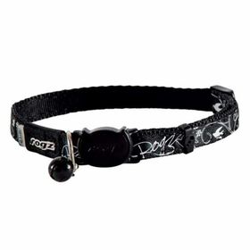 Rogz Kedi Desenli Siyah 11 mm Boyun Tasması