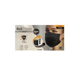 Roll 3 Katlı 50 Adet Lastikli Siyah Cerrahi Maske