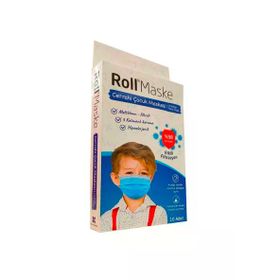 Roll 3 Katlı Mavi Telli 10'lu Erkek Çocuk Cerrahi Maske