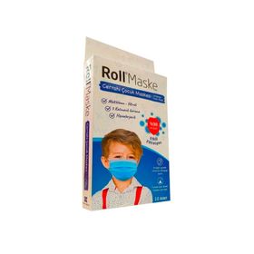 Roll 3 Katlı Mavi Telli 10'lu Erkek Çocuk Cerrahi Maske