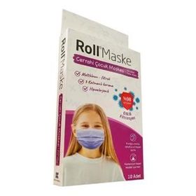 Roll Mor 10 Adet Maske Cerrahi Çocuk Maskesi