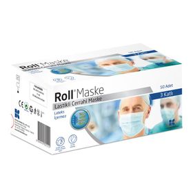 Roll Steril 3 Katlı Lastikli 50 Adet Maske