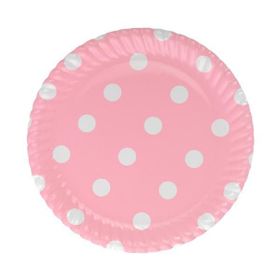 Roll Up 23 cm Pembe Puantiyeli 8 Adet Karton Tabak