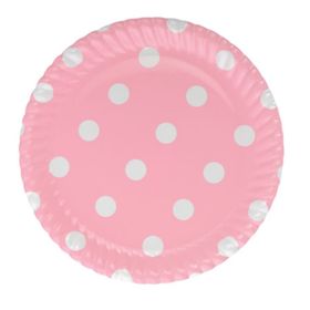 Roll Up 23 cm Pembe Puantiyeli 8 Adet Karton Tabak