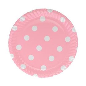 Roll Up 23 cm Pembe Puantiyeli 8 Adet Karton Tabak