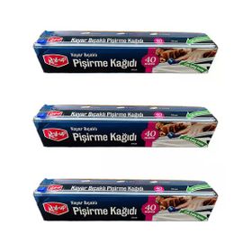 Roll-Up 3 Adet 37 cm 40 mt Kayar Bıçaklı Beyaz Yağlı Fırın Tepsi Pişirme Kızartma Kağıdı