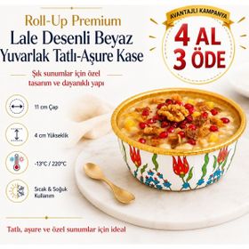 Roll-Up 6'lı Premium Lale Desenli Aşure Kasesi