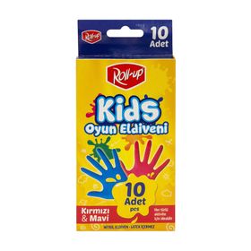 Roll Up Kırmızı Mavi 10'lu Nitril Kids Oyun Eldiveni