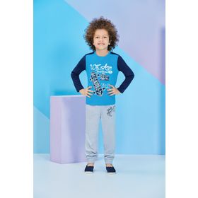 Roly Poly 7755 Turkuaz Uzun Kollu Erkek Çocuk Pijama Takımı