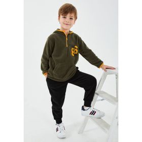 RolyPoly Nyc Dept Haki Uzun Kol Erkek Çocuk Pijama Takım