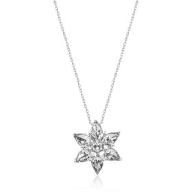 Rom Design 925 Ayar Beyaz Lotus Çiçeği Bayan Gümüş Kolye