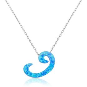 Rom Design 925 Ayar Opal Taşlı Vav Kadın Gümüş Kolye