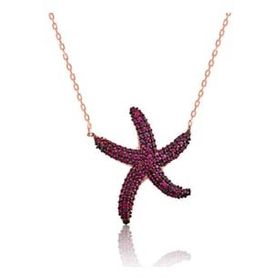 Rom Design 925 Ayar Pembe Deniz Yıldızı Kadın Gümüş Kolye