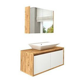 Roomart 2 Kapaklı Lavabolu 100 cm Asma Banyo Dolap Takımı