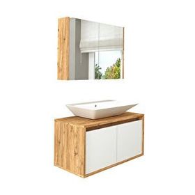 Roomart 2 Kapaklı Lavabolu 85 cm Asma Banyo Dolap Takımı