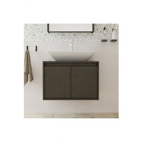 Roomart Ayaksız 2 Kapaklı Lavabolu Ahşap Siyah Suntalam 65 cm Banyo Dolabı