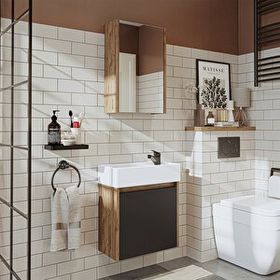 Roomart Ayaksız Tek Kapaklı Lavabolu 50 cm Banyo Aynalı Üst Dolabı