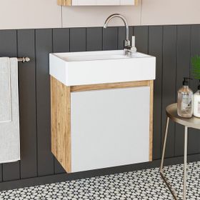 Roomart Ayaksız Tek Kapaklı Lavabolu 50 CM Banyo Dolabı