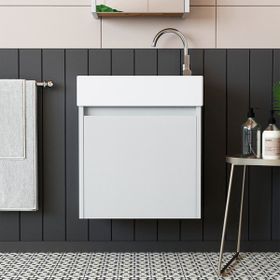 Roomart Ayaksız Tek Kapaklı Lavabolu Beyaz 50 cm Banyo Dolabı