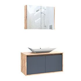 Roomart Lavabolu 100 cm Banyo Dolabı + Aynalı Banyo Üst Dolabı