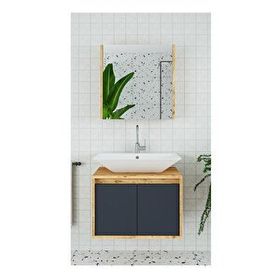Roomart Lavabolu 65 cm Banyo Dolabı Aynalı Banyo Üst Dolabı