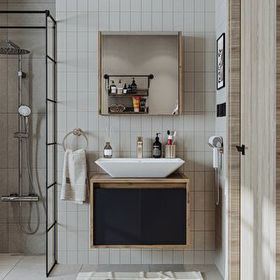 Roomart Lavabolu 65 cm Banyo Dolabı Aynalı Banyo Üst Dolabı