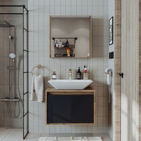 Roomart Lavabolu 65 cm Banyo Dolabı Aynalı Banyo Üst Dolabı