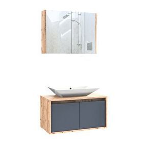 Roomart Lavabolu 85 cm Aynalı Üst Banyo Dolabı