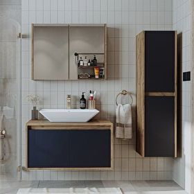 Roomart Lavabolu 85 cm Boy Dolaplı Banyo Dolabı