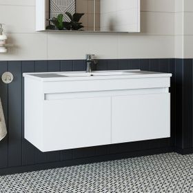 Roomart LD3 Ayaksız 2 Kapaklı Lavabolu Beyaz 100 cm Mdf Banyo Dolabı