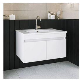 Roomart LD3 Ayaksız 2 Kapaklı Lavabolu Beyaz 85 cm Mdf Banyo Dolabı