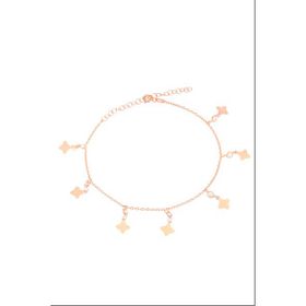 Rose Gold Sallantılı Taşlı Gümüş Kadın Ayak Halhal