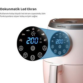 Rossclean Cook Active 5.5 lt Beyaz Dijital Airfryer