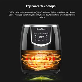 Rossclean Cook Fresh 5.5 lt Siyah Dijital Airfryer