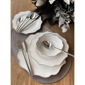 Rossev Negro Silver 24 Parça 6 Kişilik Yemek Takımı