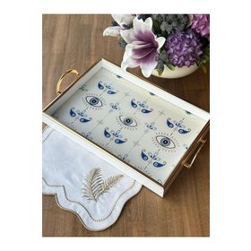 Rossev Queen Evil Eye Ahşap Dikdörtgen Tepsi
