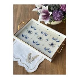 Rossev Queen Evil Eye Ahşap Dikdörtgen Tepsi