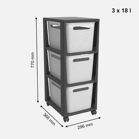 Rotho Brisen Tower 3x16 lt Beyaz Gri Komodin