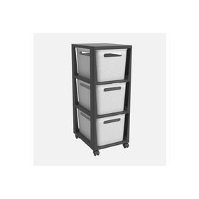 Rotho Brisen Tower 3x16 lt Beyaz Gri Komodin