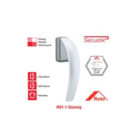 Roto F1 Gümüş Swing Secustik 43 mm Pencere Kolu