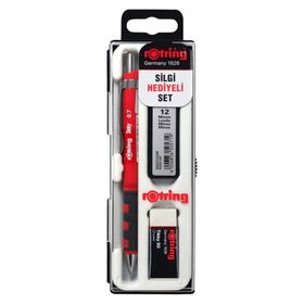 Rotring RO-KK07-07K Tikky 0.7 mm Kırmızı Silgi Uç ve Versatil Kalem Okul Seti