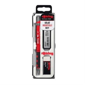 Rotring RO-KK07-07K Tikky 0.7 mm Kırmızı Silgi Uç ve Versatil Kalem Okul Seti