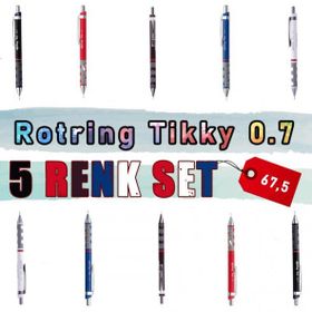 Rotring Tikky 0.7 mm 5 Renk Set Versatil Uçlu Kalem