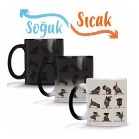 Rottweiler Yoga Rotfaydır Pug Köpek Yoga Sihirli Porselen Kupa