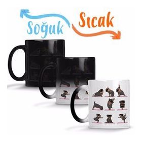 Rottweiler Yoga Rotfaydır Pug Köpek Yoga Sihirli Porselen Kupa