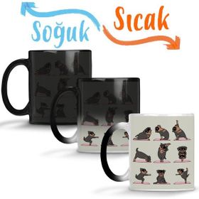 Rottweiler Yoga Rotfaydır Pug Köpek Yoga Sihirli Porselen Kupa