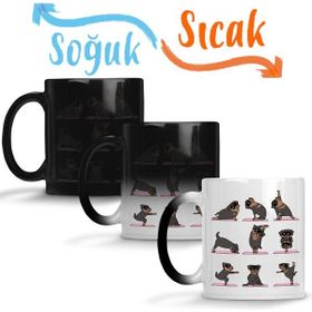 Rottweiler Yoga Rotfaydır Pug Köpek Yoga Sihirli Porselen Kupa