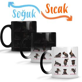 Rottweiler Yoga Rotfaydır Pug Köpek Yoga Sihirli Porselen Kupa