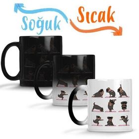 Rottweiler Yoga Rotfaydır Pug Köpek Yoga Sihirli Porselen Kupa